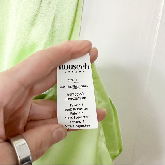 House of CB Nathalia Midi Dress Satin Pistachio Green Size Large - Picture 8 of 16